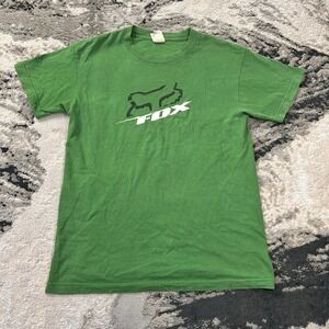 Vintage Y2K Fox Racing Moto Foxhead Graphic Tee Green Size M Grunge Skate